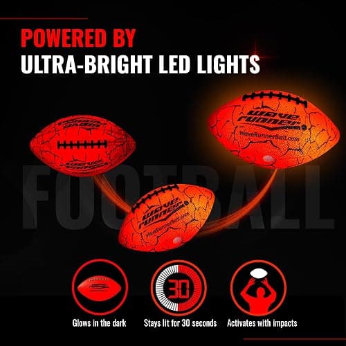 Wave Runner LED Light-Up Football - Glow in The Dark Football Games- Size 10.35 in. with Pump and Batteries Included | Perfect Football Game Gifts for Teen Boys Ages 7-15 Football Fans & Players thumbnail 3