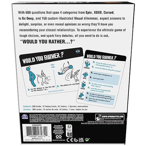 Spin Master Games, Would You Rather? Funny Party Card Game for College, Friendsgiving, Birthdays, & More, for Teens & Adults, 3-6 Players, for Ages 14 & Up thumbnail 7