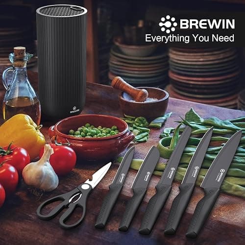 Knife Set, Brewin Kitchen Knife Set, Knives Set for Kitchen, Universal Knife Block, Utility Knife Block Set, New Home Essentials, Apartment Essentials, camping essentials, rv essentials thumbnail 2