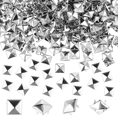 cobee 500 Pcs 10 mm Studs for Clothing, Square Silver Pyramid Studs and Spikes, Metal Spike Studs Punk Spikes for Clothing Bag Leather Shoes Punk Rock Jewelry Craft - Image 1
