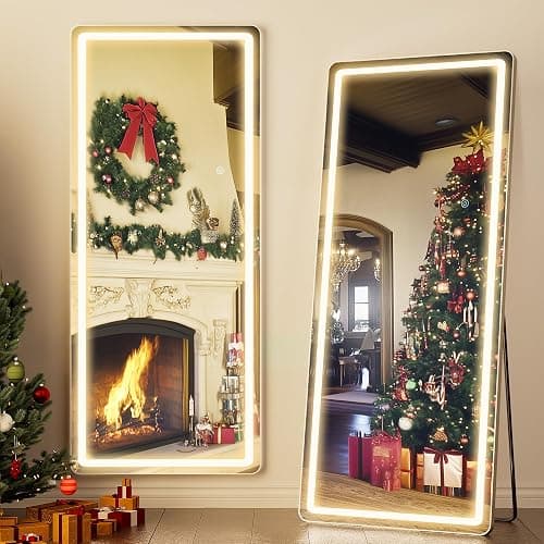 Antok LED Full Length Mirror with Light, 71"x28" Lighted Full Body Mirror with Stand, Dimmable & 3 Color Lighting Standing/Leaning/Wall Mounted Vanity Mirror for Bedroom Cloakroom Livingroom(Rect) thumbnail 2