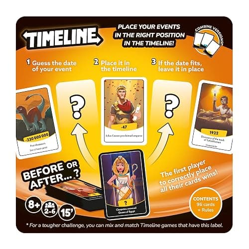 Asmodee Timeline Card Game (2025 Refresh) - Fun Educational History & Trivia Game for Families and Friends, Place Events in Chronological Order, Ages 8+, 2-6 Players, 15 Minute Playtime thumbnail 2