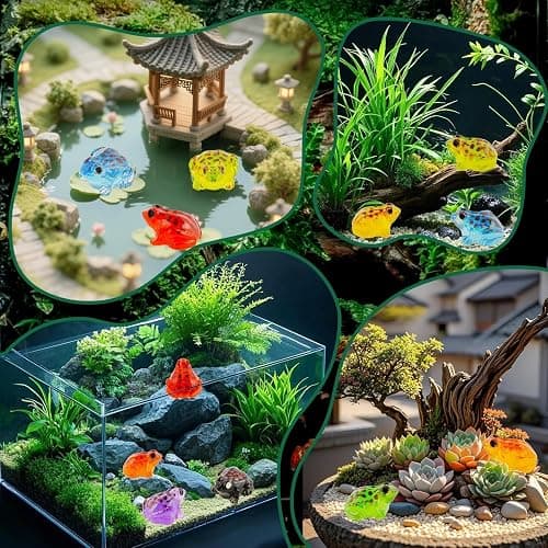 Exasinine 50Pcs Luminous Mini Resin Frog 10 Colors Miniature Frog Figurines Tiny Animals for Crafts Fairy Garden Micro Moss Landscape Aquarium thumbnail 9