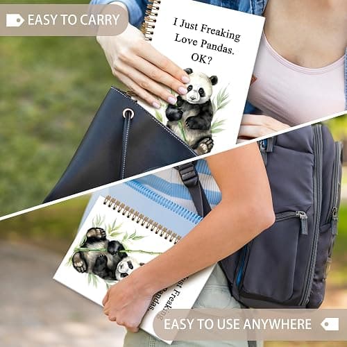 OINDADE Panda Gifts Notebook Journal, Funny Panda Spiral Notebook, I Just Freaking Love Pandas Notebooks Gifts for Pandas Lovers Girls Women Men, Cute Animal Bear School Office Supplies, 6x8.2In thumbnail 5