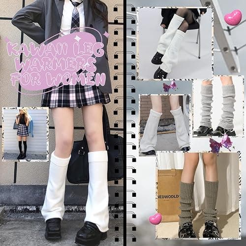 American Trends Leg Warmers Y2k Kawaii Black White Cute Leg Warmers Y2k Goth accessories for Women Girls 80s Party Sports thumbnail 7