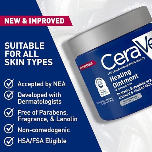 CeraVe Healing Ointment, Hydrating Skin Protectant With Petrolatum, Hyaluronic Acid & Ceramides, Face & Body Skin Barrier Repair For Cracked, Chafed, Dry Skin, Fragrance Free & Lanolin Free, 12 Oz thumbnail 3