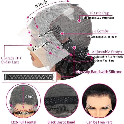 Nervoss 24Inch 13X6 Lace Front Wigs Human Hair 200% Density Deep Wave HD Transparent Lace Front Wigs Human Hair Pre Plucked Glueless Wigs Deep Curly Human Hair for Women With Baby Hair thumbnail 4