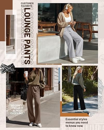 Neer 3 Pack Women's Baggy Sweatpants with Pockets, Wide Leg Yoga Pants Cozy Thick Lounge Pants Drawstring Casual Loose Jogger thumbnail 3
