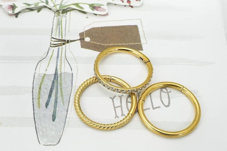 16G 18G 6mm 8mm 10mm Hinged Clicker Segment CZ Twisted Clicker Nose Rings Hoop Helix Cartilage Daith Tragus Sleeper Earrings Body Piercing for Women Men thumbnail 2