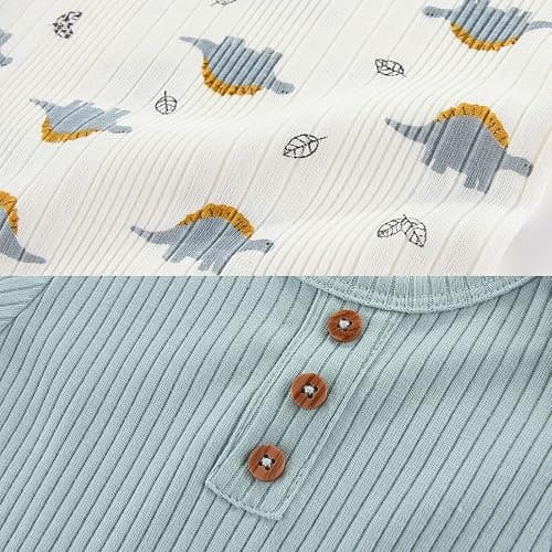 Ruliby Baby Bodysuit Boy Girl Clothes Soft Newborn Infant Outfit Short Sleeve Romper - 9-12 Months - Stripe/Blue/Animal thumbnail 2