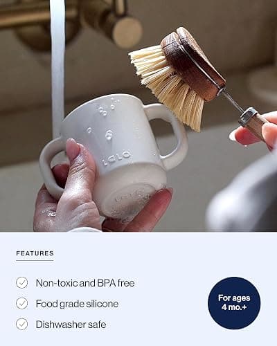 Lalo Little Cup, Non-Toxic Silicone Straw Cup with Handles - Baby and Toddler Sippy Cup - Mini Cup and Straw Training System, 4oz, Blueberry thumbnail 4