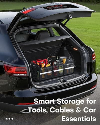 HOTOR Trunk Organizer for SUV – Car Storage Box with Reflective Strips, Collapsible Car Organizer with Large Capacity, Essential Car Accessories for Truck, Van & Sedan, Black, 33.1" x 13.0" x 12.0" thumbnail 7