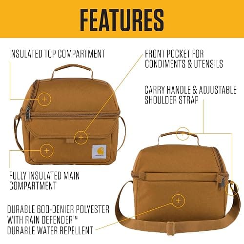 Carhartt 12 Can Two Compartment Lunch Box | Durable, Fully-Insulated Lunch Bag for Women & Men, Large Lunchbox (Carhartt Brown) thumbnail 4