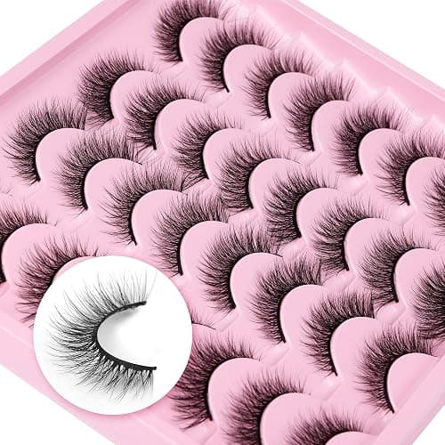 Lashes Natural Look Wispy Fasle Eyelashes 12mm Short Faux Mink Eyelashes Cat Eye Natural Strip Lashes Pack by Zegaine 16 Pairs thumbnail 3