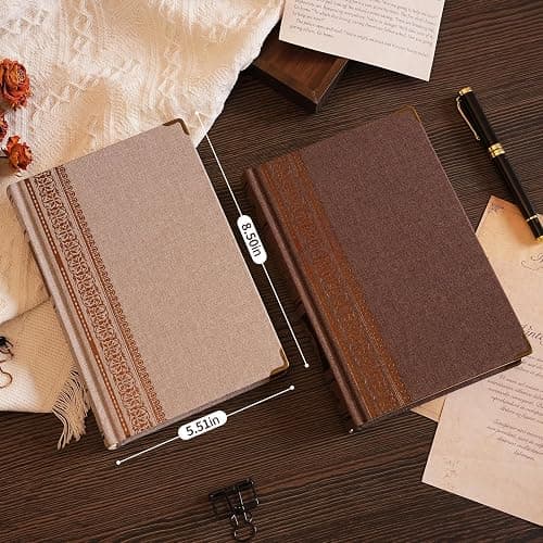 Wisefine Vintage Hardcover Lined Notebook A5 Journal - 384 Pages 100 GSM Thick Kraft Paper Writing Journal for Men & Women Dark Brown 5.51" x 8.50" thumbnail 6