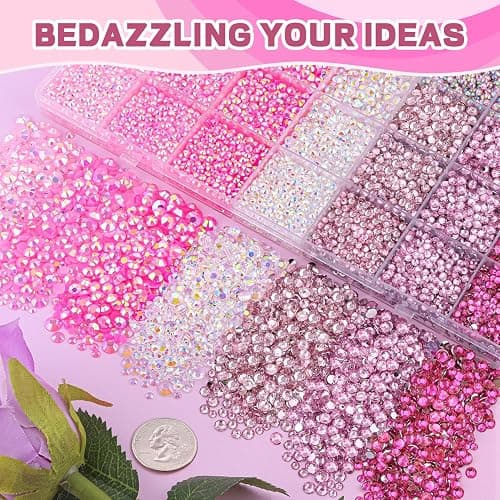 20000Pcs Pink Rhinestones for Bedazzling with B7000 Jewelry Glue, Resin Rhinestones for Crafting Crafts DIY, Bedazzler Kit Gems for Clothing Shoes Tumblers Fabric Nail Art Assorted Size 3/4/5/6mm thumbnail 7