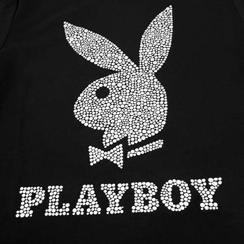Playboy Womens Soft Cotton Blend Babydoll Tee Shirt with Faux Rhinestone Print Or Glitter Sizes S-XL thumbnail 3