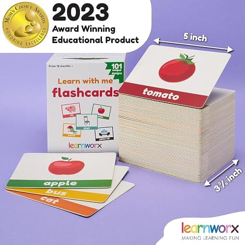 LearnWorx 101 Baby Flash Cards for Toddlers 1-3 | Award Winning First Words Toddler Flash Cards | Speech Toys Help Learn Objects, Numbers & Play Games - Big Toddler Learning Flashcards Preschool Kids thumbnail 4