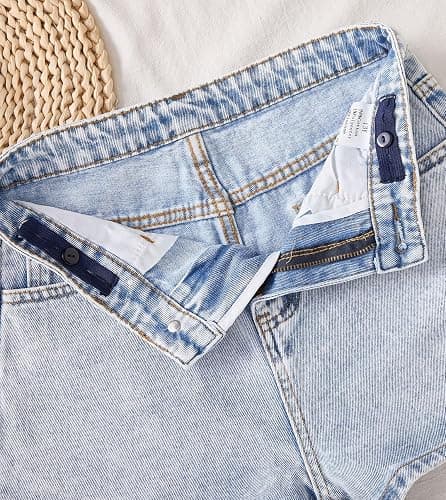 Ohrwurm Girls Ripped Raw Hem Jean Shorts High Waist Straight Leg Y2K Distressed Denim Pants with Pockets thumbnail 2