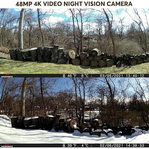 WOSPORTS Trail Camera,48MP 4K 0.2S Trigger Motion Activated,Game Camera with Night Vision IP66 Waterproof 2.0''LCD 120°Wide Trail Cam Lens for Outdoor Scouting Wildlife Monitoring Home Security thumbnail 2