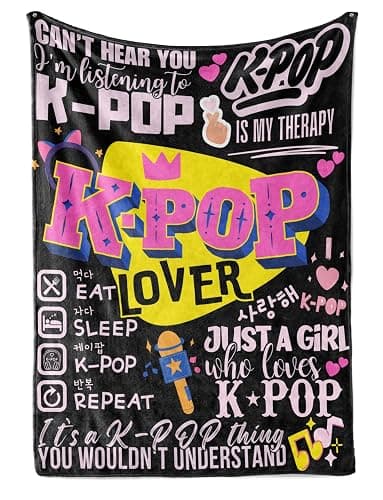 Huglanket Kpop Gifts for Teen Girl K Pop Lovers, Kpop Merch Stuff Blanket for Women for Birthday, Christmas, Violet, 50"x 65" - Image 1