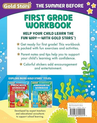 The Summer Before First Grade Workbook School Bridging Kindergarten to First Grade Ages 6 - 7: 75+ Activities, Phonics, Spelling, Reading, Language ... Measurement and Time (Gold Stars Series) thumbnail 2