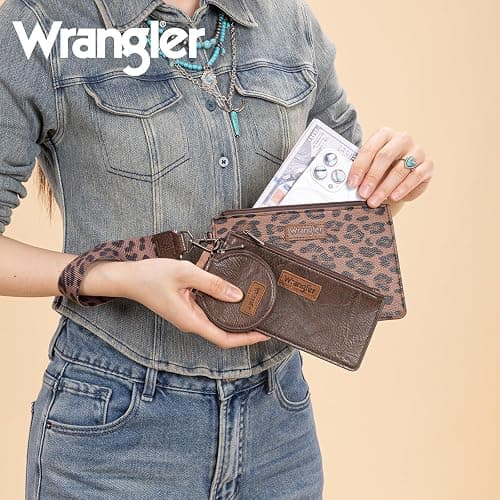Montana West X Wrangler Keychain Wristlet Wallets for Women Dual Pouch Wristlet with Zipper Coin Purse Large Capacity and Easy to Carry thumbnail 3