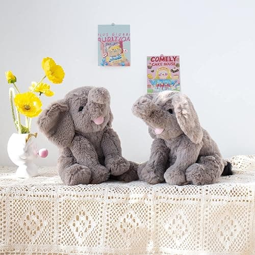 Hopearl Adorable Plush Calf Elephant Toy Floppy Elephish Ultra Soft Stuffed Animal Gift for Boys Girls Kids Toddlers, Gray, 9'' thumbnail 7