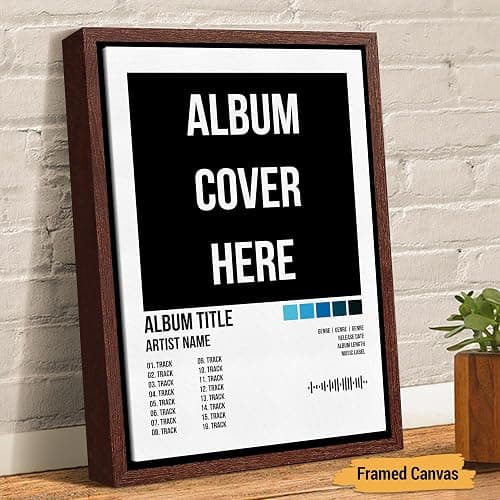 Custom Album Cover Print, Choose Your Own Album, Personalized Music Poster with Tracklist & Song Code, Framed or Unframed Wall Art Canvas, Gift for Music Lovers, Birthday & Graduation Gift for Him or Her thumbnail 6