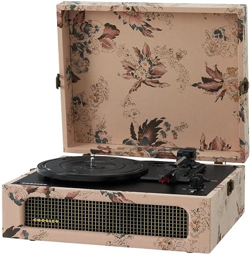 Crosley CR8017B-FL Voyager Vintage Portable Vinyl Record Player Turntable with Bluetooth in/Out and Built-in Speakers, Floral thumbnail 6