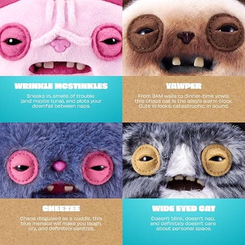 Fuggler Alley Cat Keyring 5 Inch (6 Pack) by ZURU | Clip-on Funny Ugly Monster keyrings; signature teeth; soft & collectible; for fans & collectors; gift for tweens & teens thumbnail 4