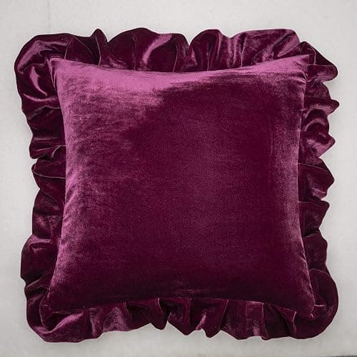 GLORY SEASON Velvet Throw Pillow Cover Soft Decorative Luxurious Solid Square Cushion Case for Sofa Couch Bedroom Farmhouse,Pack of 2, 18 x 18 Inches, Amaranth thumbnail 8