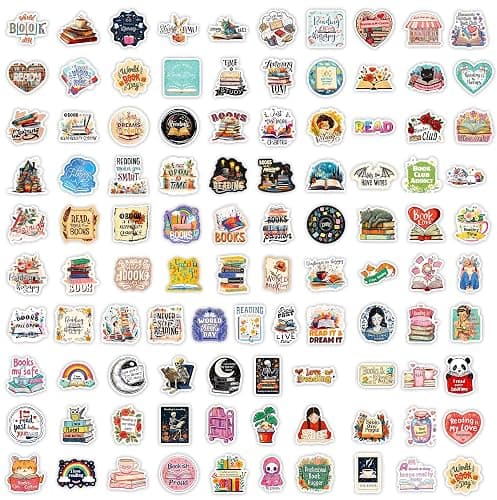 100 PCS Book Stickers for Kindle, Holographic Thickened Aesthetic Reading Bookish Vinyl Stickers for Kindle Water Bottles| Easier to Peel Off| Scratch & Fade Resistant| No Curling| Reusable thumbnail 4
