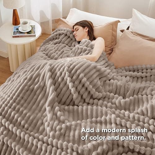 Bedsure GentleSoft Mocha Meringue California King Size Blanket for Couch - Cozy Soft Blankets for Women, Cute Small Fleece Throws for Girls, Birthday Gifts for Women, 102x96 Inches thumbnail 5