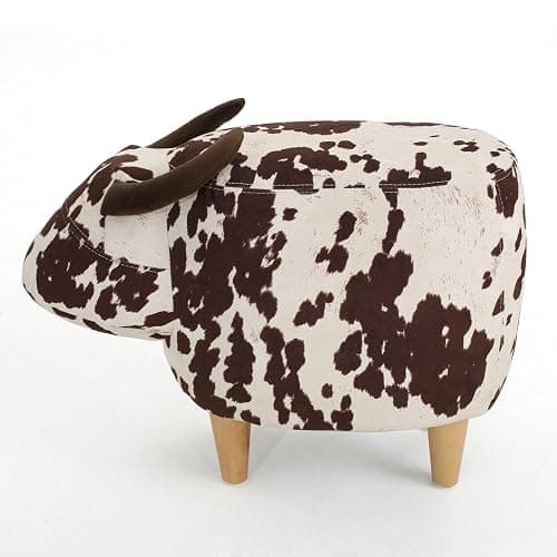 Christopher Knight Home Bessie Patterned Velvet Cow Ottoman, Brown Milk Cow / Natural thumbnail 3