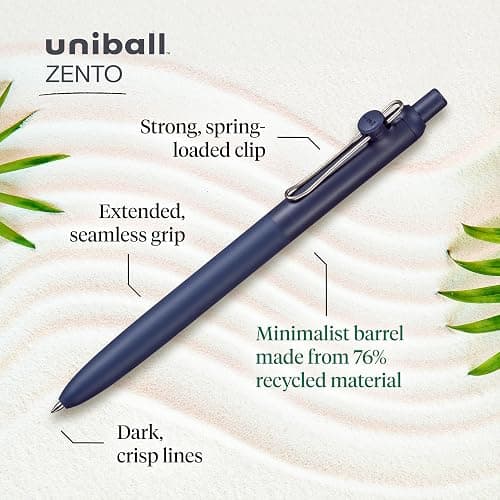 uni-ball Zento Gel Ink Rollerball Pens, 4 Black Medium Point Smooth Writing Pens, Colored Japanese Pens, Muted Colors thumbnail 2