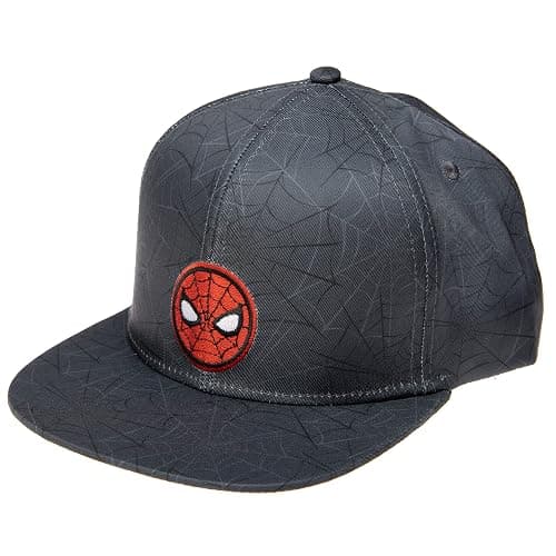 Marvel Comics Mens Spiderman Character Costume Embroidered/Printed Snapback Flatbrim Baseball Cap Hat - Image 1