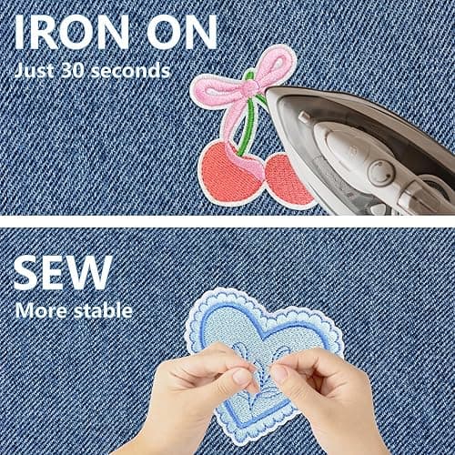 Boho Girly Iron On Patches, Cute Embroidery Applique Patch, DIY Decorative Heat Press Patches for Jeans Jackets Clothing Backpacks Hats (Boho5 12 Pcs) thumbnail 5