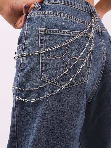 Sacina Gothic Layered Silver-tone Star Pants Chain, Wallet Belt Chain, Goth Emo Punk Grunge Y2k Accessories thumbnail 4