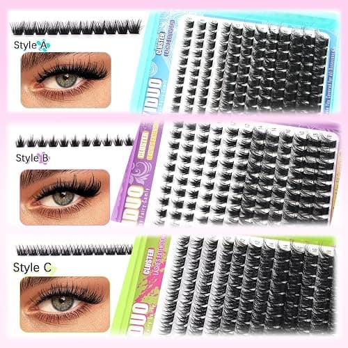 YIDUO 3 Styles Lash Clusters Kit Bulk Packs with 2×Bond&Seal Volume/Manga/ultra/Dramatic Eyelash Extensions 8-18mm lashes Clusters Kit Wispy D Curl Individual Fake Eyelashes Kit DIY at Home Easily thumbnail 4