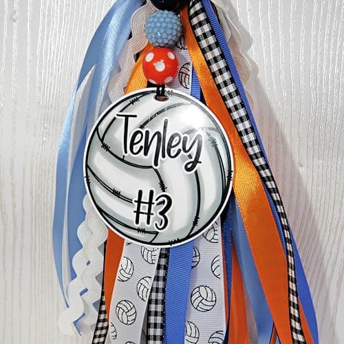 Volleyball Bag Tag Personalized with Name for Girls- Pin Me Backpack Sports Bag Gift – Acrylic Ribbons Beads - You Choose Colors thumbnail 9
