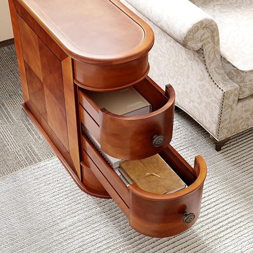 LITTLE TREE Wood End Table with 2 Drawers Sofa Side Table, No Assembly Required Vintage Slim Nightstand Bedside Table for Bedroom thumbnail 5