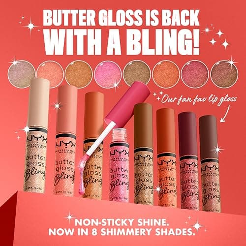 NYX PROFESSIONAL MAKEUP Butter Gloss Bling Lip Gloss, Non Sticky and Shiny Vegan Lip Makeup - Bring The Bling thumbnail 3