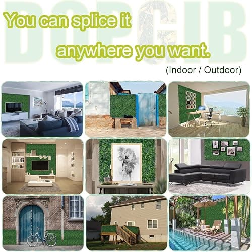 DOPGIB Artificial Grass Wall Backdrop,10"x 10"(16P) Boxwood Faux Green Wall Panels for Interior Wall, Greenery Wall,Garden and Indoor Outdoor Plant Wall Decor - 10"x10" 16 - Green thumbnail 6