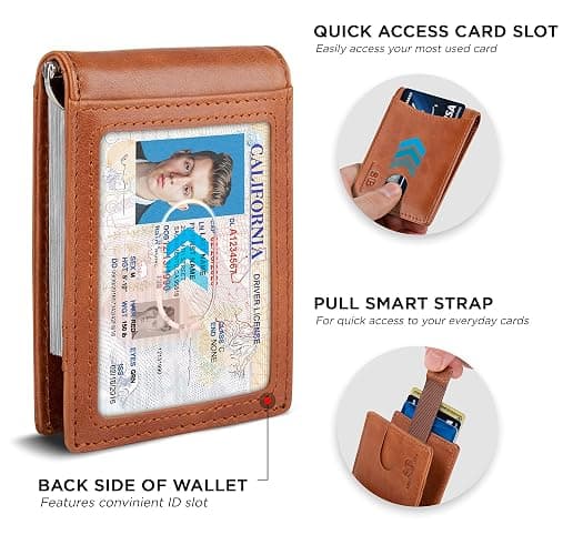 SERMAN BRANDS RFID Blocking Slim Bifold Genuine Leather Minimalist Front Pocket Wallets for Men with Money Clip Thin Gift thumbnail 4