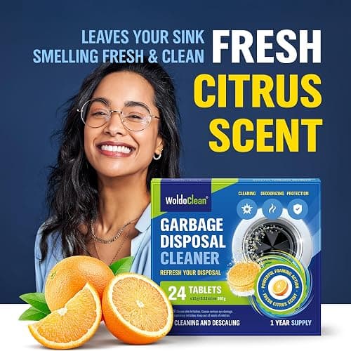 WoldoClean Garbage Disposal Cleaner and Deodorizer Tablets - 24 Pack, Foaming Sink Drain Cleaner & Odor Eliminator, Fresh Citrus Scent, 1 Year Kitchen Cleaning Supply thumbnail 7