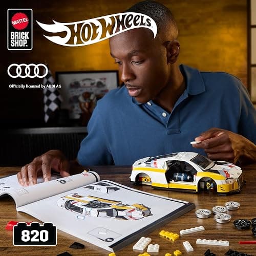 ​Mattel Brick Shop Hot Wheels Elite Series Building Set, '15 Audi R8 LMS with 820 Pieces, Realistic Details and Custom Decals, Adult Collectors and Kids Ages 10+ thumbnail 2