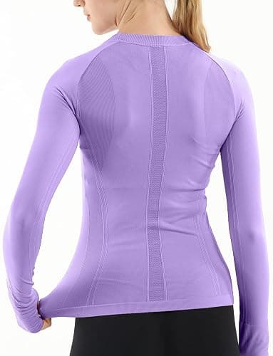 MathCat Seamless Workout Shirts for Women Long Sleeve Yoga Tops Sports Running Shirt Breathable Athletic Top Slim Fit thumbnail 4