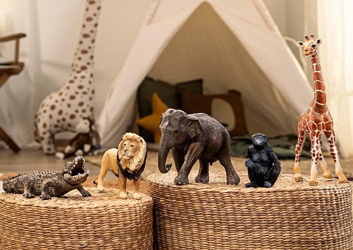 Schleich Wild Life - 5PC African Animal Toy Playset with Lion, Elephant, Monkey, Alligator and Giraffe Figurines - Safari Animal Toys for Boys and Girls - Figures for Toddlers and Kids Ages 3+ | 72286 thumbnail 2