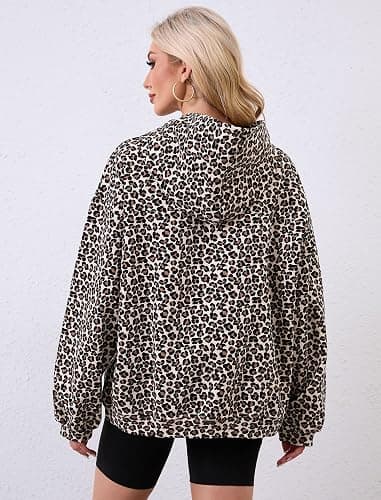 Eutten Womens Camo Hoodies Maple Leaf Print Oversized Hooded Sweatshirt Fleece Pullover Sweatshirts Long Sleeve with Pocket thumbnail 3
